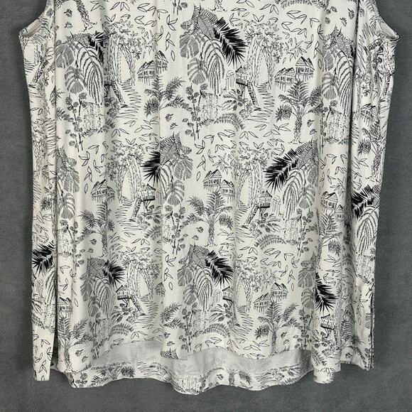 J Jill Wearever Collection Top Womens 2X White Tropical Print Sleeveless Stretch - Picture 3 of 12